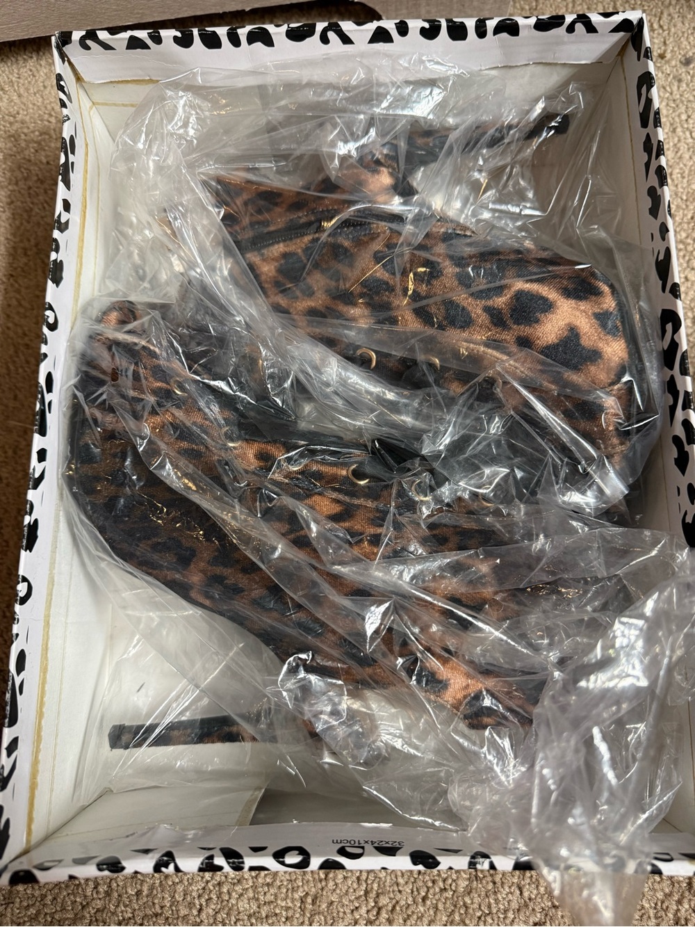 Anne Michelle Leopard Print Shoe Box with Black and White Pattern